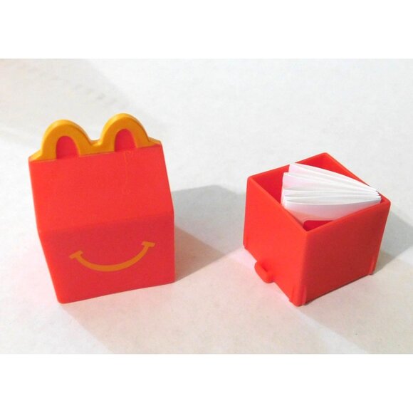 McDonalds Mini Happy Meal Box Red Smiley Face Shrunken Toy Collectible - Picture 4 of 6